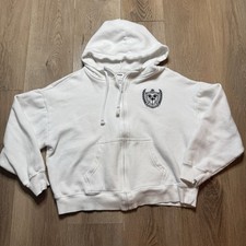 Victoria's Secret Pink Ivy Fleece Campus Full Zip Hoodie Sweatshirt White S