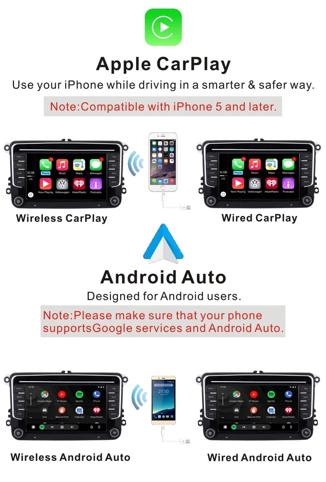 für VW SEAT SKODA Autoradio 7" CarPlay RDS GPS Navigation WiFi BT 4 Core 2+32G - Bild 4 von 4