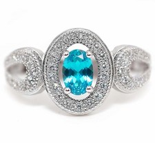 2CT Blue Topaz  White Topaz 925 Solid Sterling Silver Ring Jewelry Sz 9