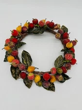 Sugared Fruit with Leaves Wreath Candle Ring