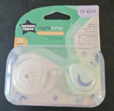 Tommee Tippee Night Time Baby Orthodontic Pacifier 0-6m BPA Free Soother 