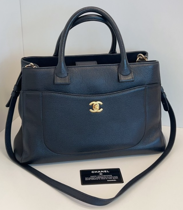 CHANEL Cerf Tote Top Handle 2-Way Crossbody Bag Black Gold for Women