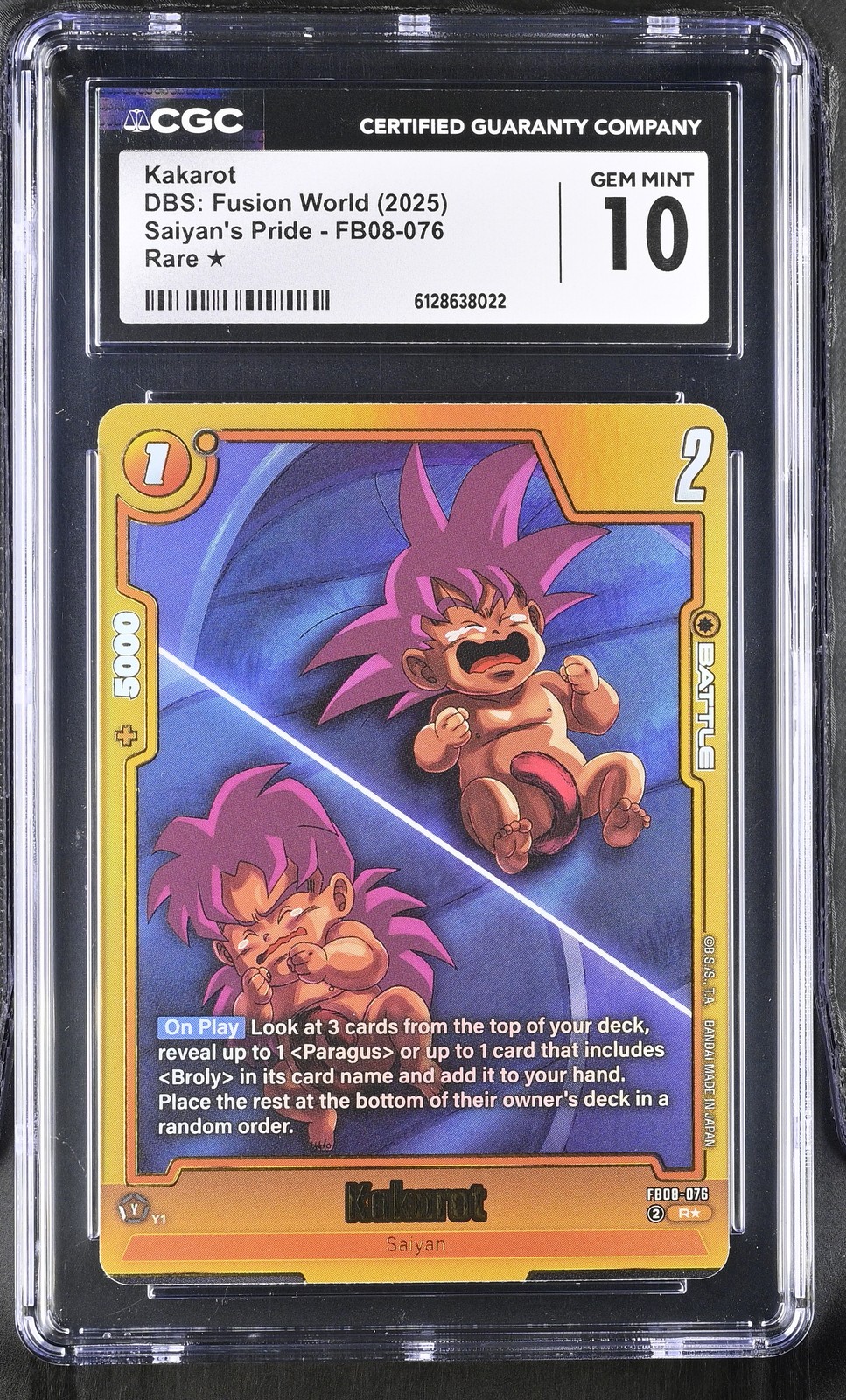 Dragon Ball Super Fusion World Kakarot FB08-076 CGC 10 Gem Mint Saiyan's Pride R view 1