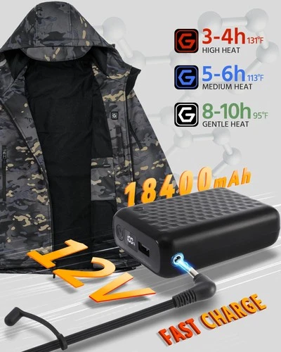 Mens MEDIUM Heated Graphene Jacket 12v Battery Pack Included Clothes Road Trip image 3