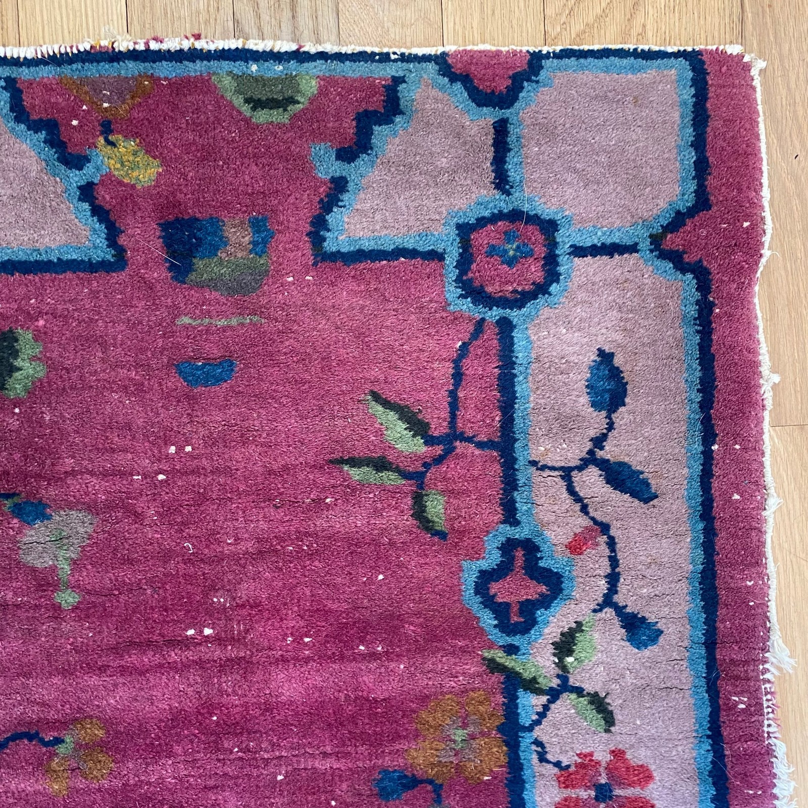 Vintage Rug 2' x 3' 8 Dark Fuchsia Chinese Art Deco Nichols Oriental Rug