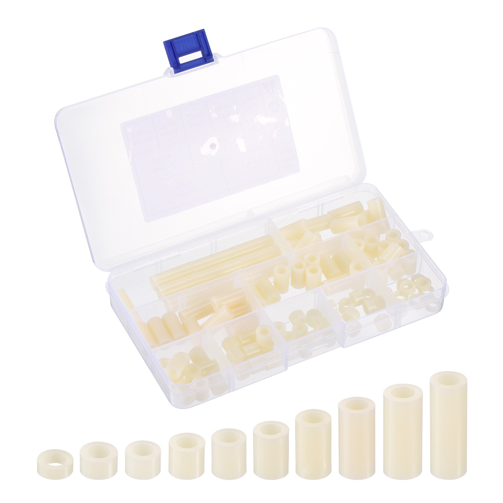 M5 Nylon Spacer Set, 100Pcs Non-Threaded ABS Round Spacer Standoff, White