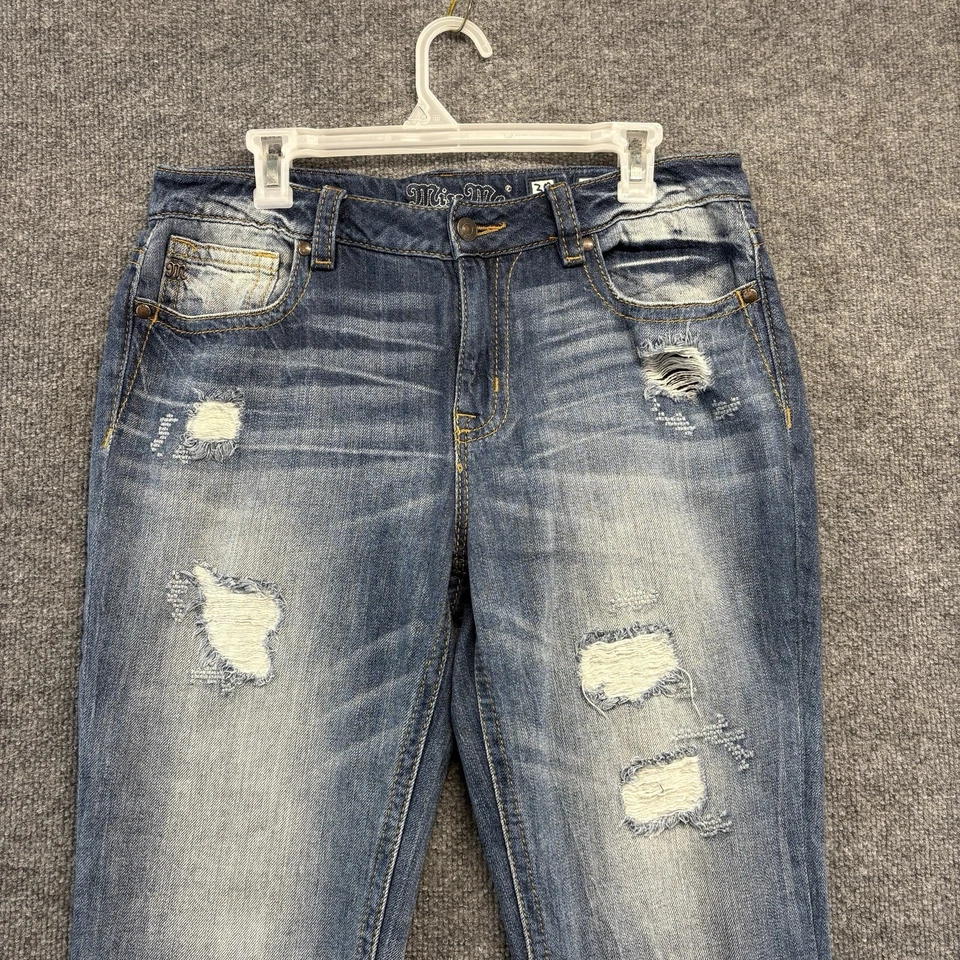 Pantalones de mezclilla Miss Me Jeans para mujer 30 Boyfriend Capri desgastados con bigotes Foto 2 de 4