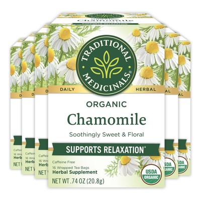 Traditional Medicinals Organic Chamomile Herbal Leaf Tea, 16 Count (Pack of 6)