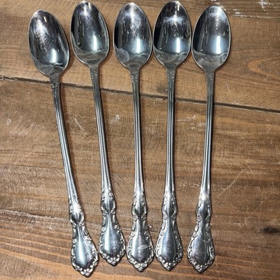 Vintage Oneida HH Distinction Deluxe Stainless set/5 Iced Tea Spoons