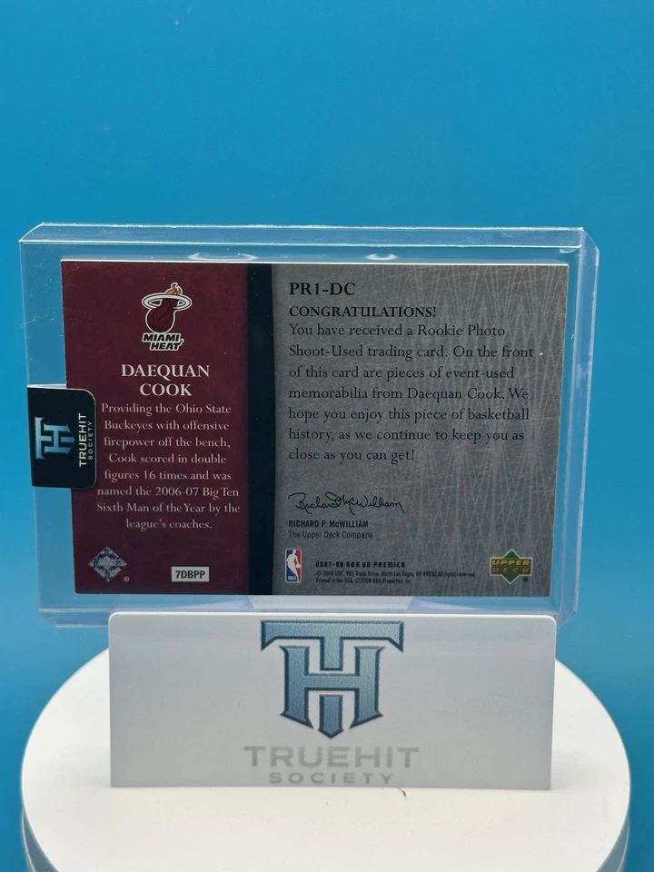 2007-08 UD Premier Premier Remnants 3/99 Daequan Cook #PR1-DC Rookie RC Foto 2 de 2