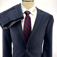 Hart Schaffner Marx Suit 44S Mint Solid Navy Blue Two Piece 36x28 Pants USA