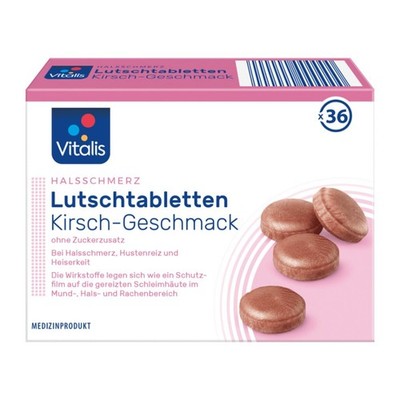 Vitalis Halsschmerz Lutschtabletten, Kirsch-Geschmack, 94 g, 36 St, neu&ovp