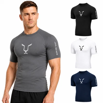 Jag Gears Kompressionsshirt Herren Gym Fitness Boxen Trainingsshirt Sport Grau - Bild 1 von 4