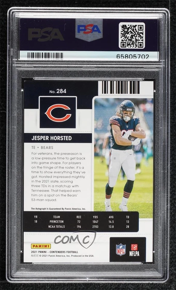 2021 Contenders Ticket Wild Card Round Jesper Horsted #284 PSA 8 Rookie Auto RC - Image 2 of 2