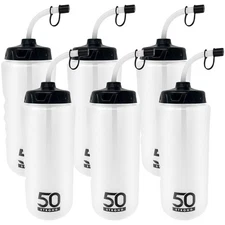 6-Pack 1 Liter Squeezable Sports Bottles - Eco-Friendly BPA-Free Plastic Design