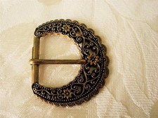 Vintage Brass Tone Buckle With Floral Design 1 5/8 x 1 7/8 In. KJ