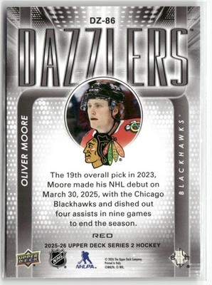 2025-26 Upper Deck #DZ-86 Oliver Moore Dazzlers Red | eBay
