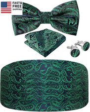 Paisley Cummerbund and Bow Tie Set Adjustable Formal Men'S Cumberbund Tux