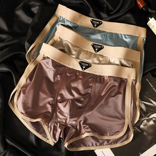 3PCS/Pack Luxury Satin-like Ice Silk Men's Panties Hygroscopic Breathable