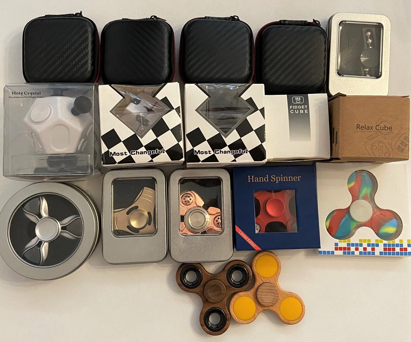Lot Of 17 Hand Spinners Fidget Cube Egg Alloy Metal Toy Stress Anxiety Rare Ebay