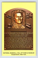 Postcard Baseball Zack Wheat Dodgers Hall Fame Plaque 1990s Unposted Chrome