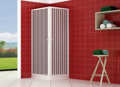 PVC Duschkabine Ecköffnung 2 Falttüren H 170 cm, H 175 cm