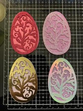 8pc pinkish purple easter eggs mix media die cut cardstock embellish for car