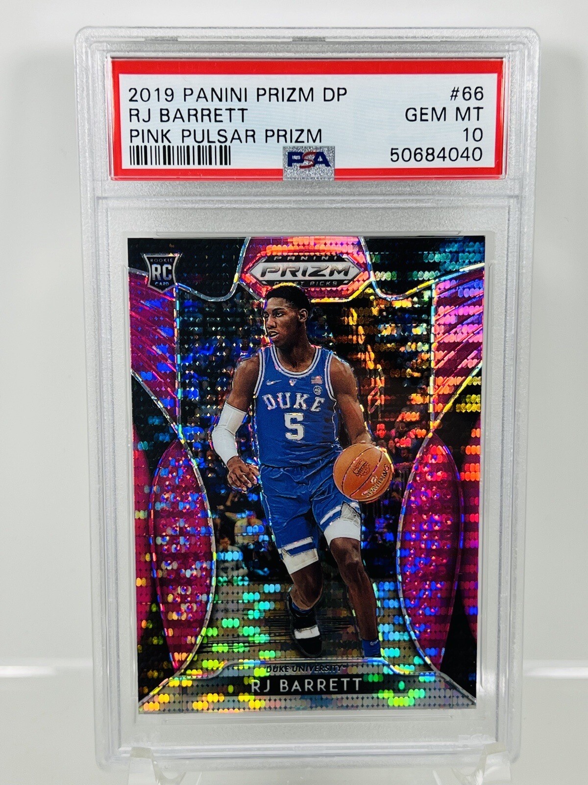 2019 PANINI PRIZM DP RJ BARRETT ROOKIE PINK PULSAR PRIZM #66 PSA 10 GEM MINT
