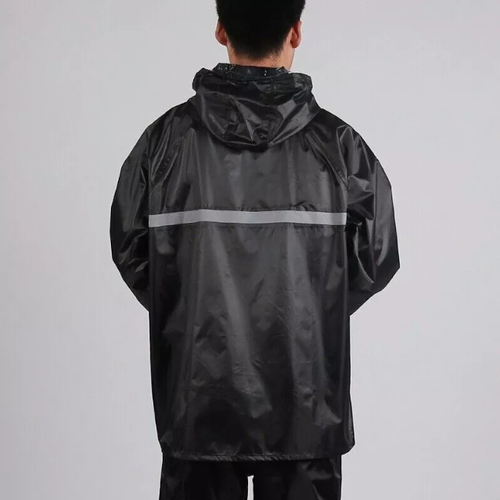 Men Black Hooded Rain Suits Jackets Pant Gear Raincoat Waterproof Outdoor Hiking - Picture 24 of 28
