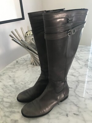 AGL Attilio Giusti Leombruni Italian Taupe Leather Knee High Riding Boots 