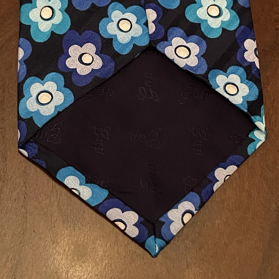 Corbata de cuello vintage Gap Premium azul 100 % seda para hombre hecha en EE. UU. Foto 2 de 4