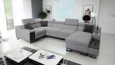 Ecksofa mit Schlaffunktion Fosti IV Mini Wohnlandschaft U-Form XXL Schlafsofa 26