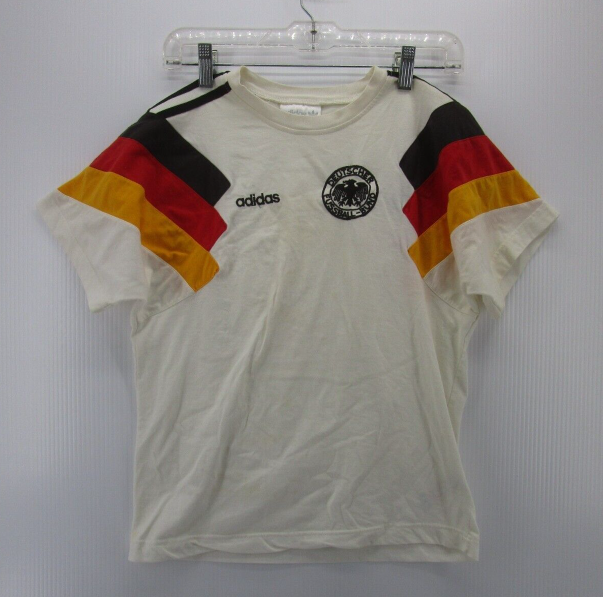 VINTAGE Germany Soccer Jersey Boys Large White Adidas 80s VINTAGE Germany Soccer Jersey Boys Large White Adidas 80s