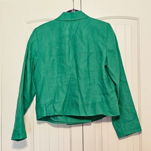 NWT Women's Talbots Linen Cropped Jacket Double Breasted Simply Green Size 10P - Picture 3 of 7