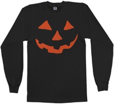 Orange Halloween Pumpkin Face Men's Long Sleeve T-Shirt Costume