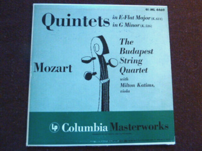 Budapest String Quartet, Milton Katims - Mozart,  Quintet in E-flat Major (K. 61