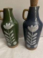 Mud Pie Stoneware Oil and Vinegar Decanter Serving Table Set