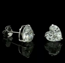 2.00 Ct Heart Shape VVS1/D Lab Created Stud Earrings 14k White Gold 7mm