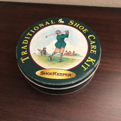 Vintage Shoekeeper Traditional Shoe Care Kit Tin Golf