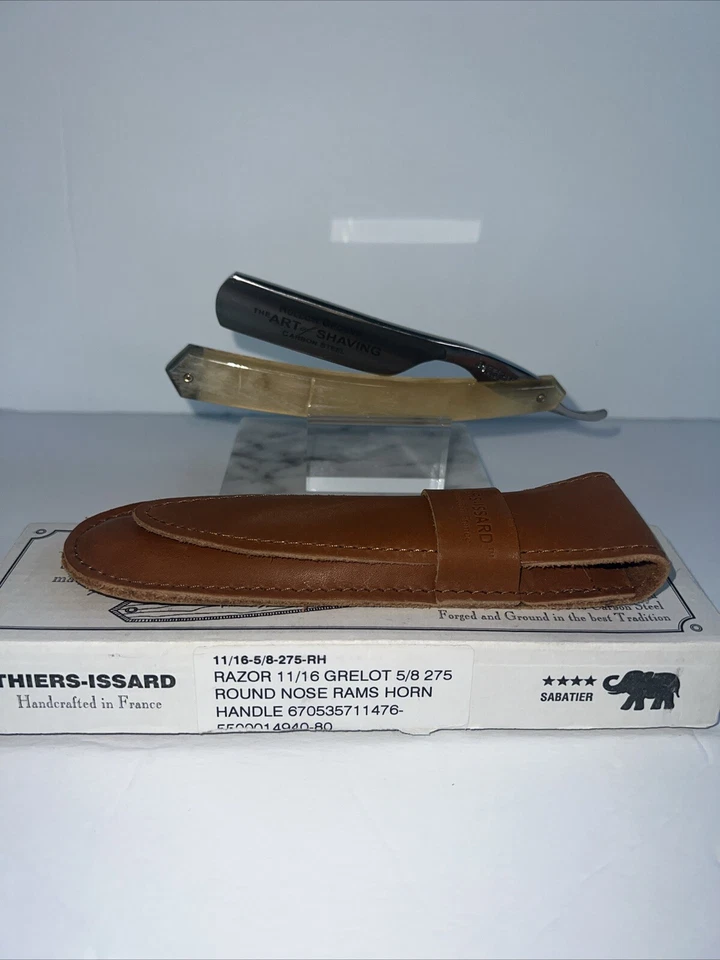 Maquinilla de afeitar Thiers-Issard Ram Horn mango 5/8 tierra sagrada hecha en Francia Foto 2 de 4