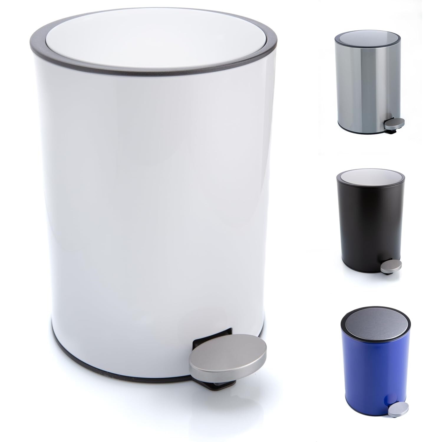Versatile Round Stainless Steel Trash Can with Soft Close & Step Pedal Mechanism