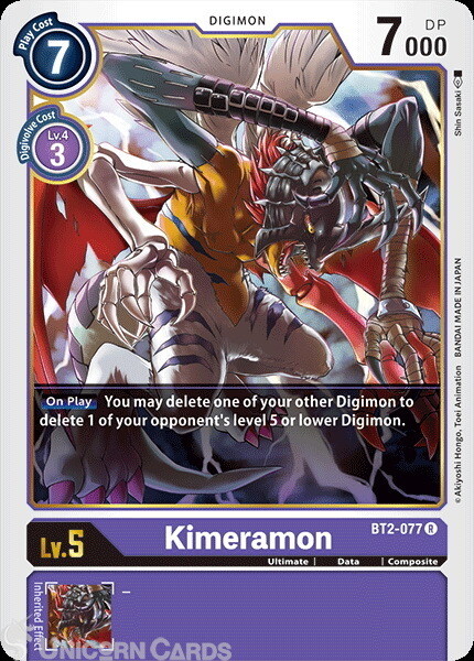 BT2-077 Kimeramon Rare Mint Digimon Card