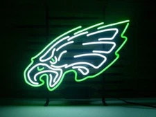 Philadelphia Eagles Football 20"x16" Neon Sign Light Lamp Real Glass Bar Gift