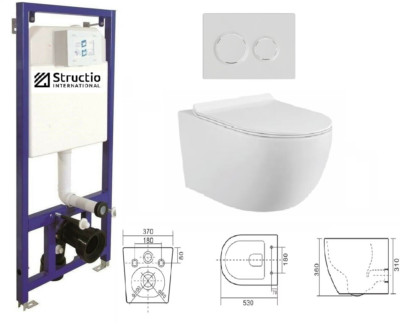 Hänge Wand WC Set Spülrandlos Vorwandelement Toilette mit Spülkasten Softclose