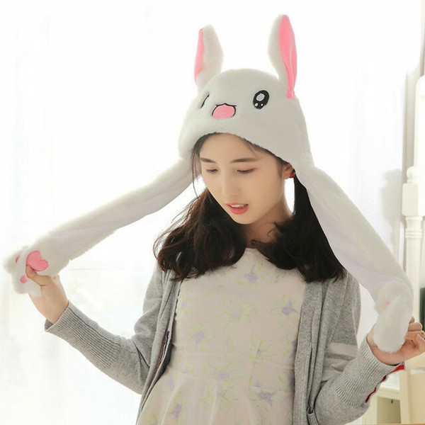 Tik Tok Douyin Cute Plush Rabbit Pinching Bunny Ear Hat Can Move Airbag