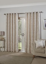 Fully Lined Jacquard Fabric 2 Panels Eyelet Ring Top Curtains - Butterfly Meadow
