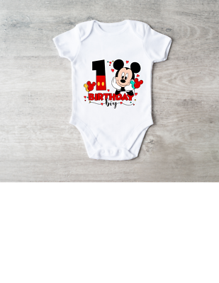 Handmade Mickey Mouse Inspired First Birthday Bodysuit Size 9 to 12 month  OR | eBay