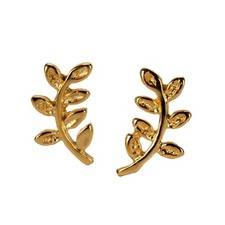 Olive Branch Olympic Games Ancient Greece Earings Stud 925 Sterling Silver Gold
