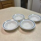 Vtg Pyrex Tableware By Corning Berry/Dessert Bowls White w/Blue #356 (Set of 4)