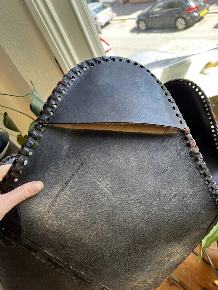 Nova Cadeira Borboleta Marrom Maravilhoso Couro Vintage com Armação de Ferro Dobrável - Imagem 3 de 4